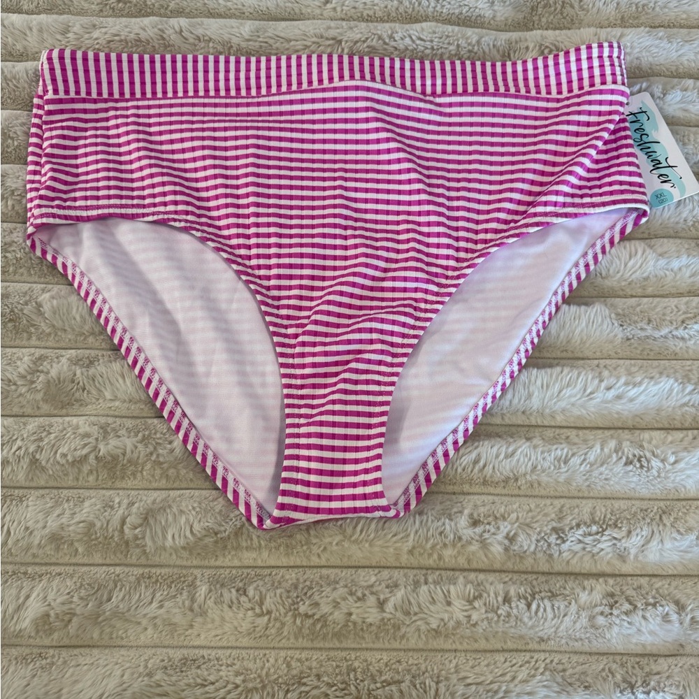 Pink and White Striped Bikini Bottom swimsuit